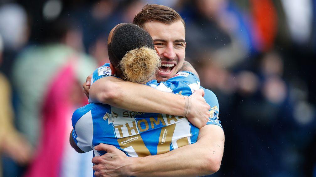 Huddersfield's Michal Helik celebrates his goal against Leeds