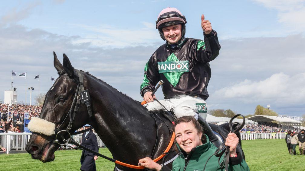 Strong Leader after his Liverpool Hurdle victory at Aintree 