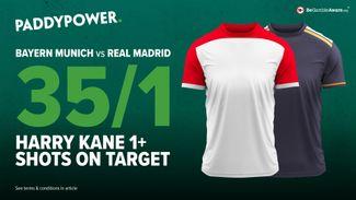 Harry Kane betting offer: Get enhanced odds of 35-1 for Kane to have 1+ shots on target in the Bayern vs Real Madrid Champions League semi-finals