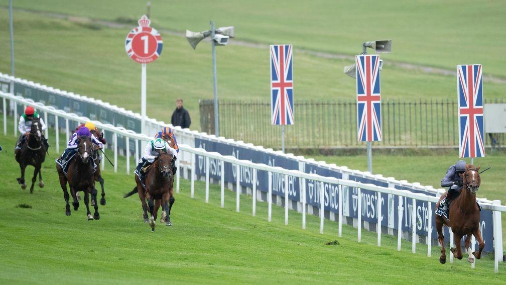 Serpentine: out in splendid isolation inside the final furlong of the Derby