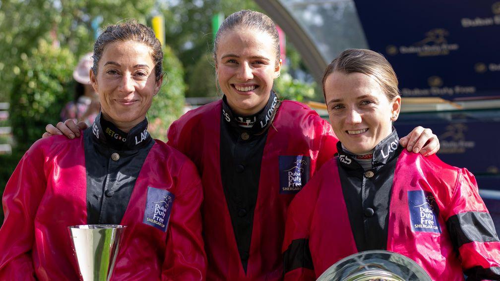 Hayley Turner, Saffie Osborne and Hollie Doyle - the Ladies team were Shergar Cup winners