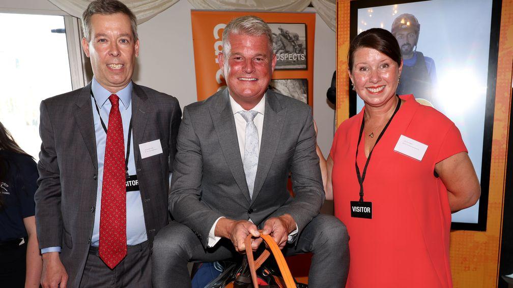 Sports minster Andrew MP (centre) with Julie Harrington and Joe Saumarez Smith at the British Racing Parlimentary reception at Westminster 