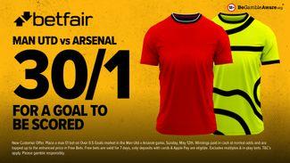 Get enhanced odds of 30-1 for a goal to be scored in the Man United vs Arsenal match on Sunday: Premier League betting offer