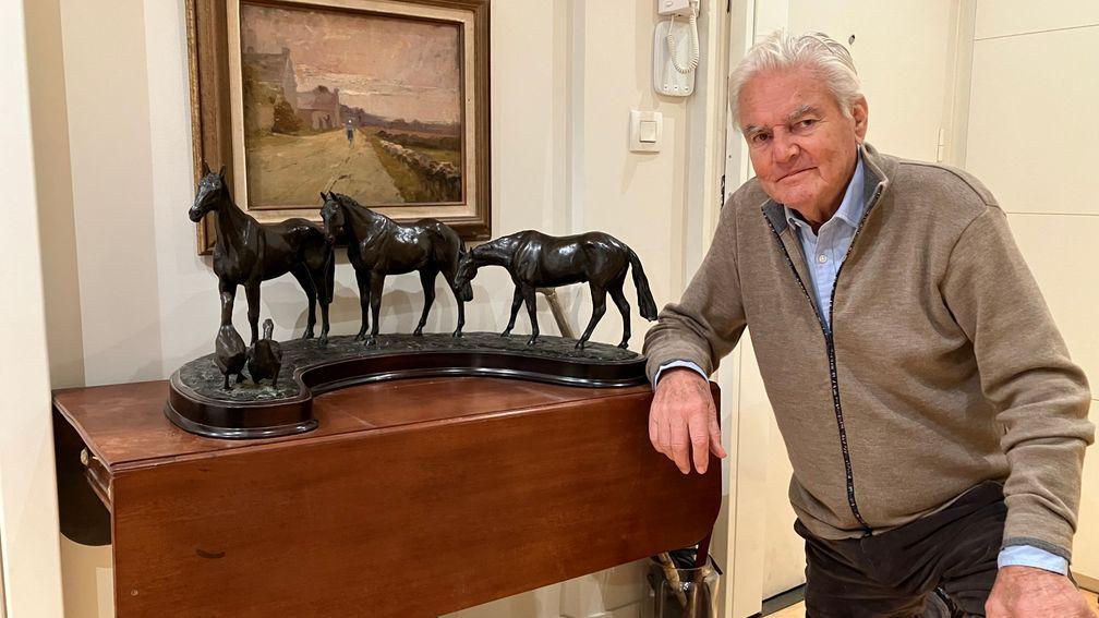 Francois Doumen, pictured in his Paris apartment, will be back at the Cheltenham Festival 30 years on from The Fellow's Cheltenham Gold Cup triumph
