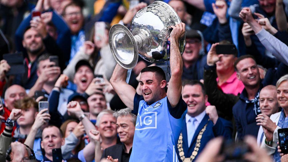 Dublin captain James McCarthy lifts the Sam Maguire Cup