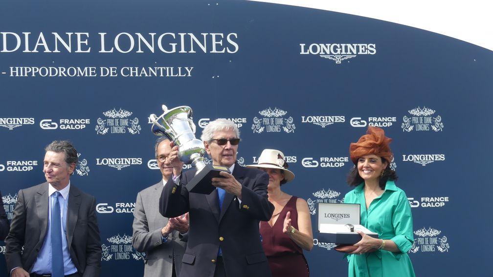 Winning owner Leopoldo Fernando Pujals after Blue Rose Cen won the Prix de Diane