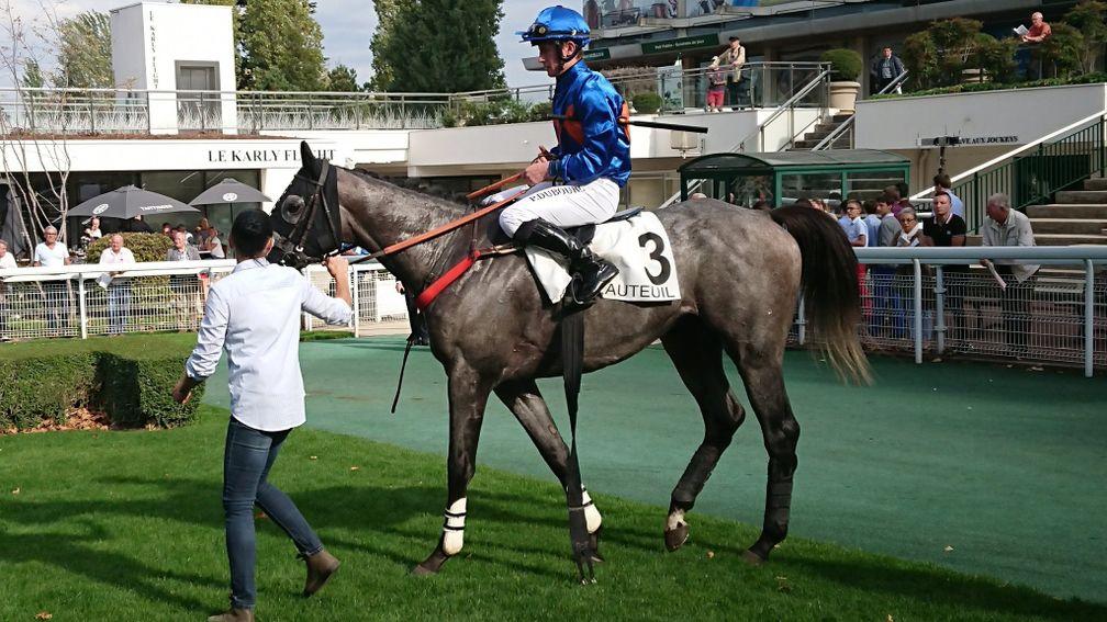 Beaumec De Houelle and Pierre Dubourg return after providing owner Jim Gordon with the second of three victories in the Grade 1 Prix Cambaceres at Auteuil