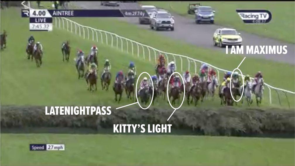 Townend is still hunting the main pack on I Am Maximus as British contenders Latenightpass and Kitty's Light head for home
