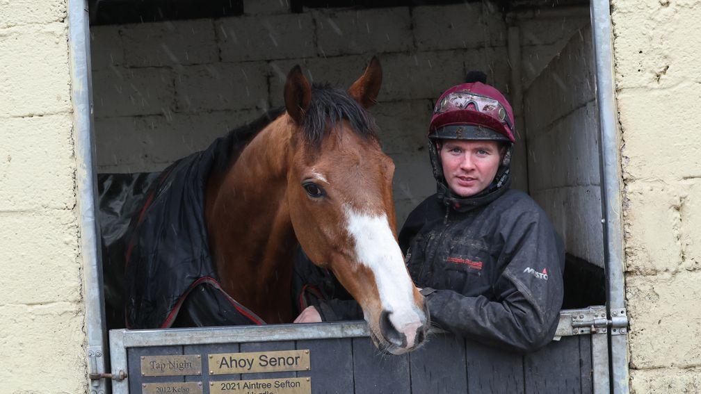 Corach Rambler and Derek Fox, pictured together at Lucinda Russell's Arlary House Stables last week