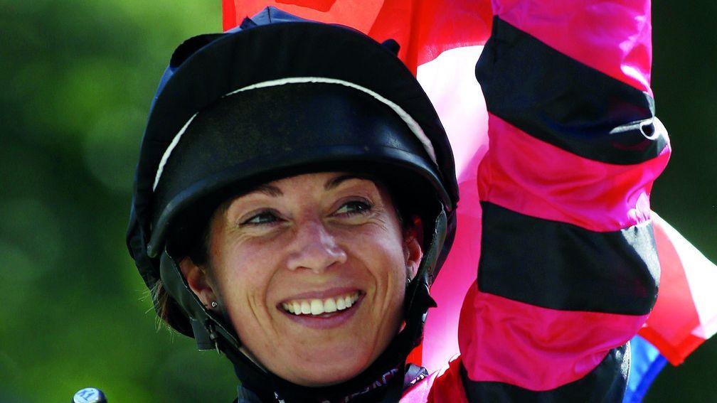 Hayley Turner: celebrating Shergar Cup success but will be the other side of the camera at this year's Ascot meeting
