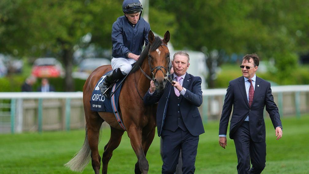 Ryan Moore riding City Of Troy at Newmarket