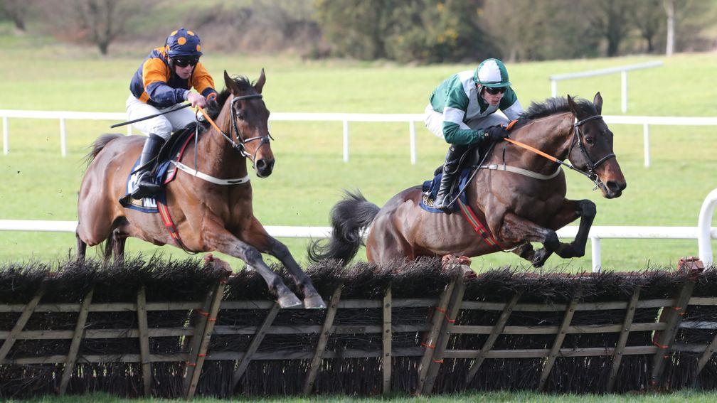 Blazing Khal (right): beats Meet And Greet to make a winning reappearance in the Boyne Hurdle