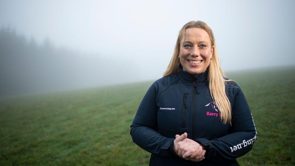 Kerry Lee is all smiles despite the Herefordshire mist hanging over her gallops