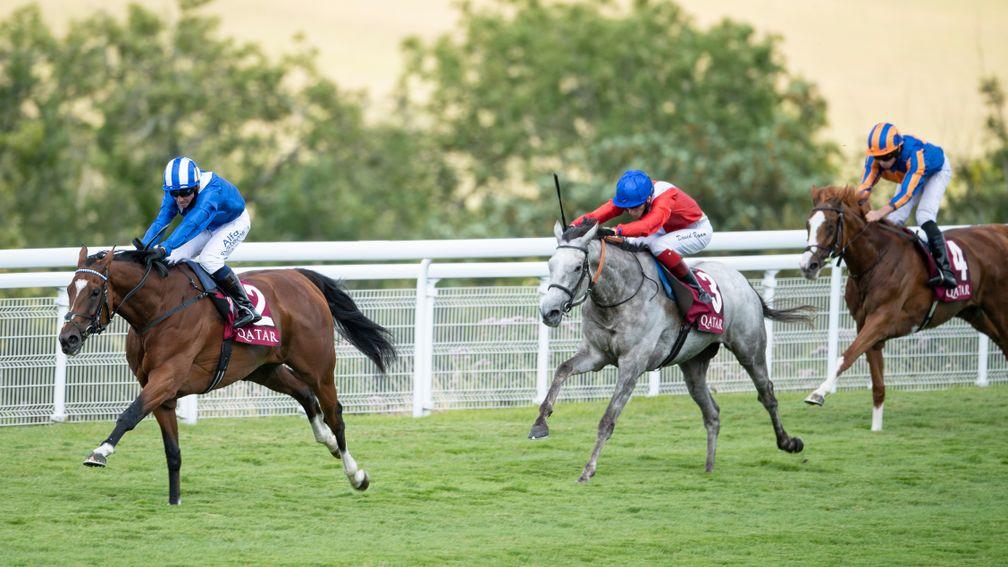 Enbihaar powers away from her rivals in the Lillie Langtry Stakes