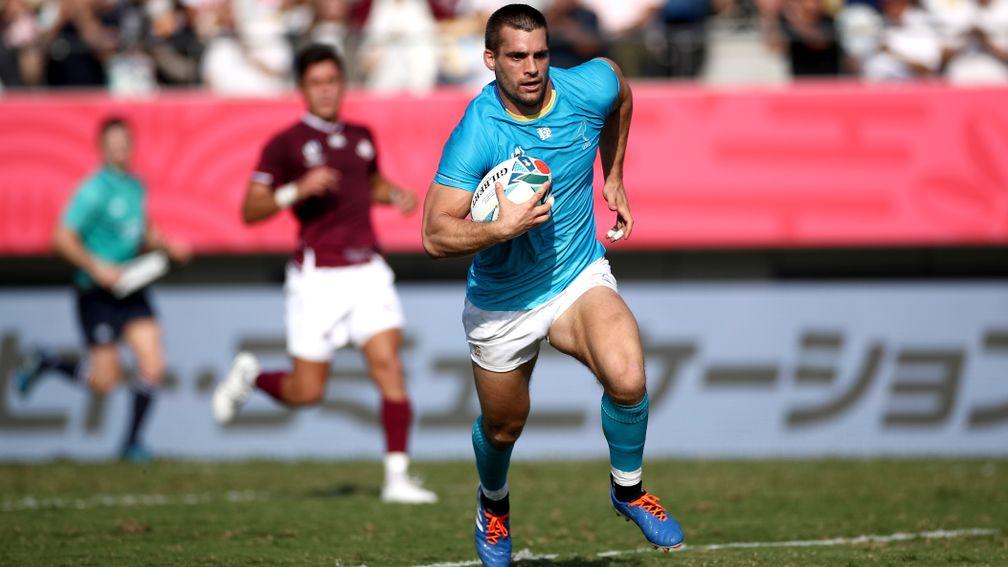 Uruguay captain Andres Vilaseca in action against Georgia at the 2019 Rugby World Cup