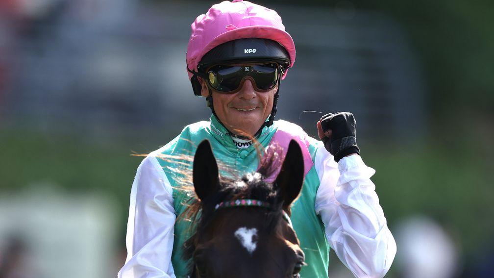 Frankie Dettori is pumped after winning his 81st Royal Ascot race on Coppice