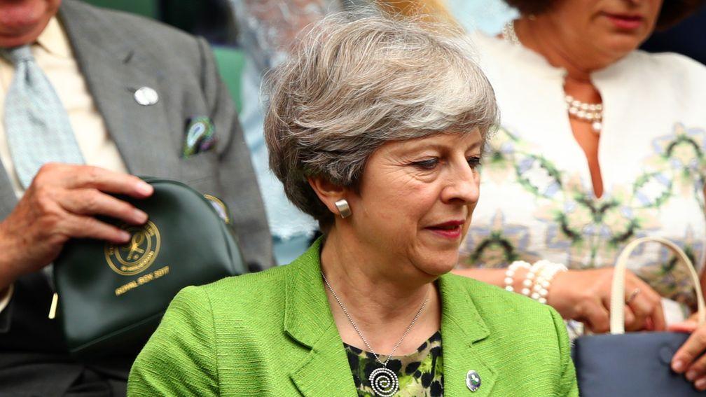 Prime Minister Theresa May in happier times at Wimbledon