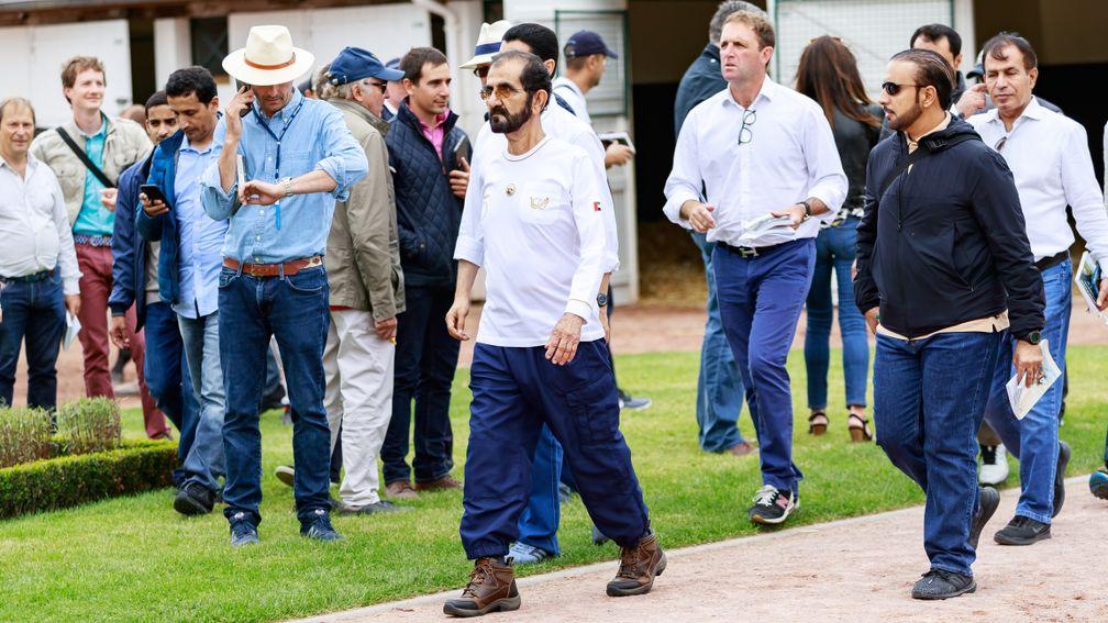 Sheikh Mohammed and his entourage on the Arqana sales ground