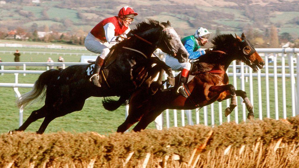 Nomadic Way (blue and green silks): won the 1992 Stayers' Hurdle
