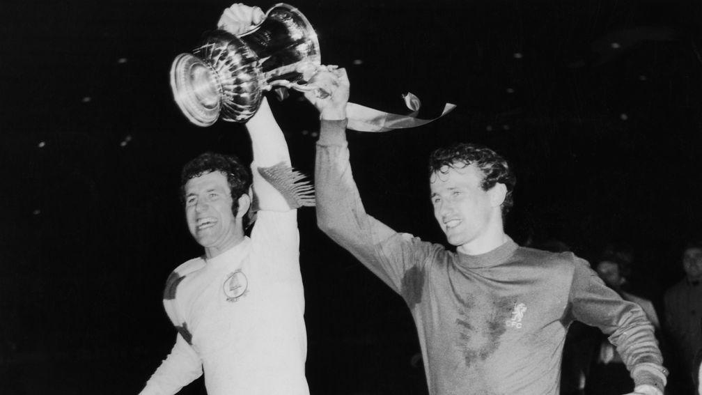Chelsea's Peter Osgood and Peter Houseman celebrate their 1970 FA Cup victory