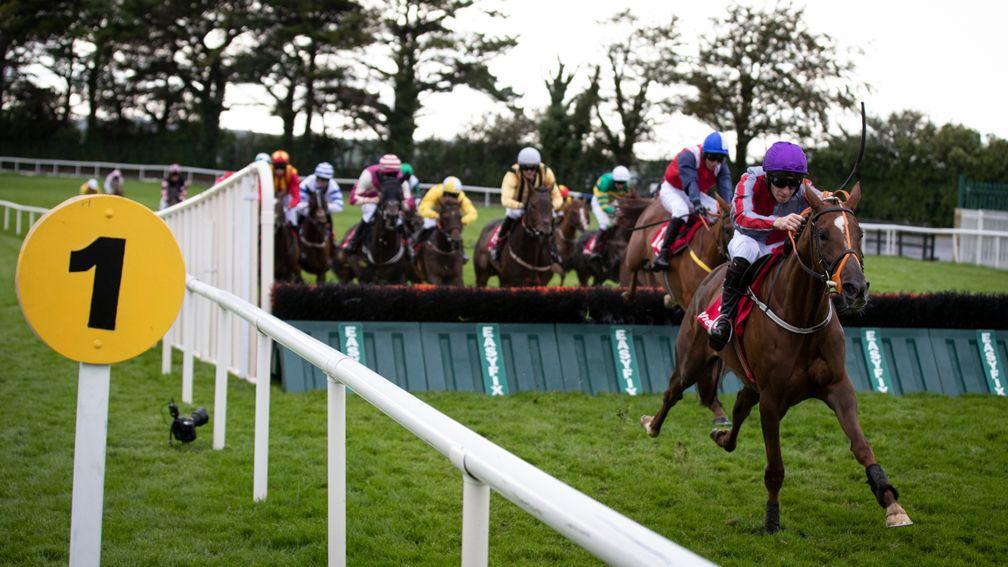 Bercasa and David Mullins get away from the last flight when winning the mares handicap hurdle