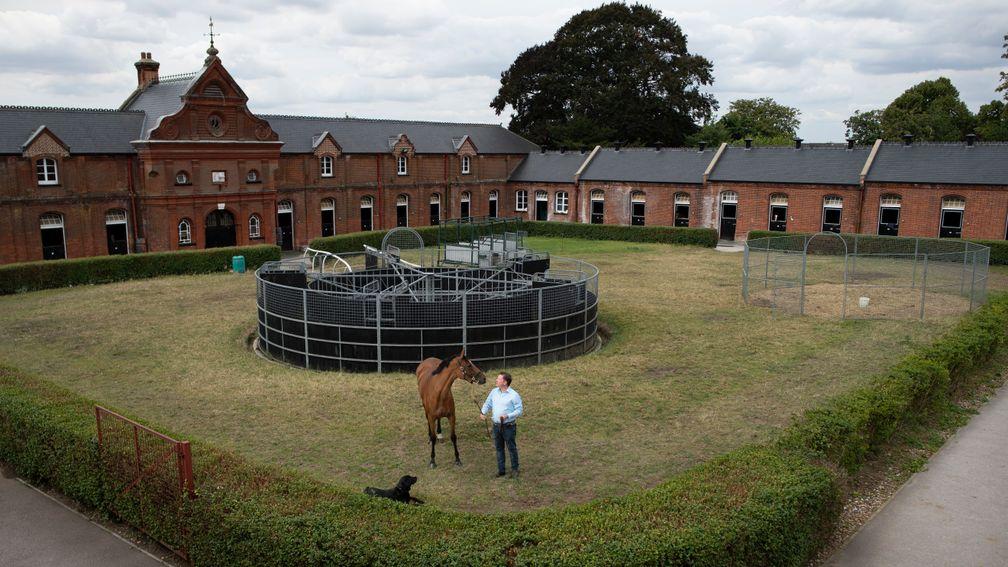 Ed Vaughan and Dame Malliot at his yard in Newmarket