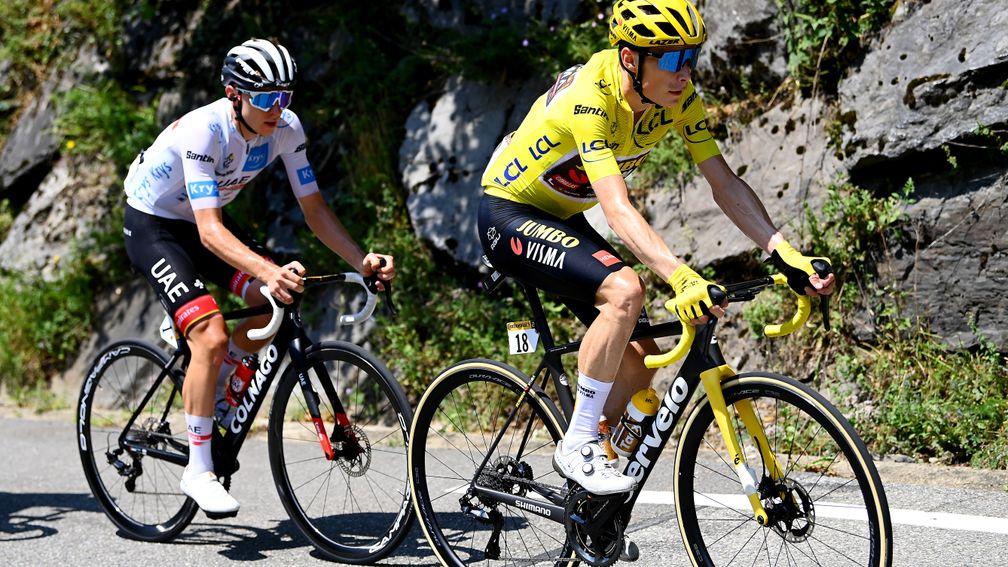Jonas Vingegaard (front) and Tadej Pogacar look set for another battle royal at the Tour de France