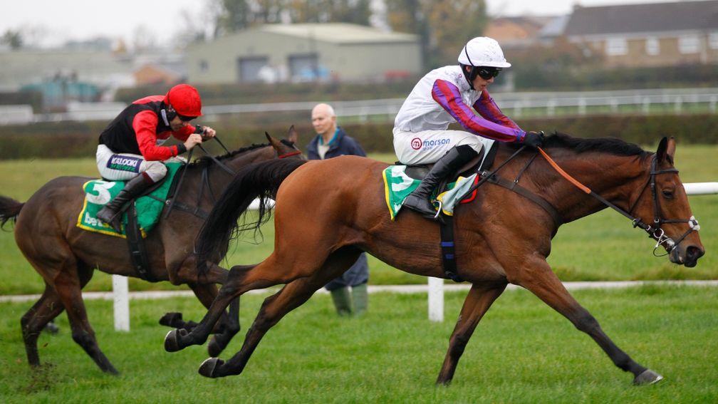 Bravemansgame and Harry Cobden on the way to winning the bet365 Charlie Hall Chase at Wetherby last year