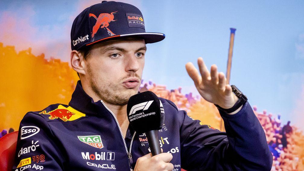 World Champion Max Verstappen talks to the press