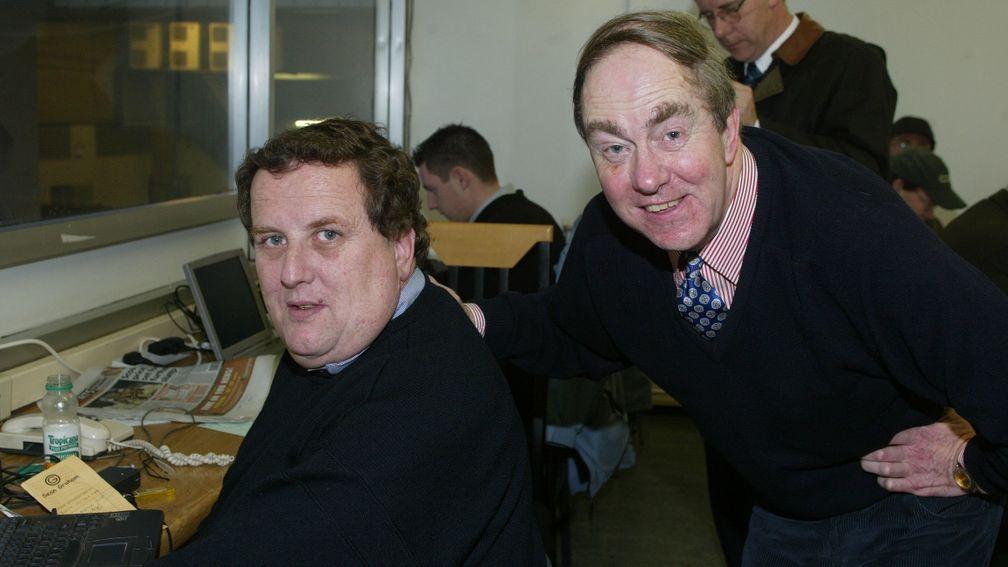 Michael Clower (right) and Tony O'Hehir in the Leopardstown press room in 2002