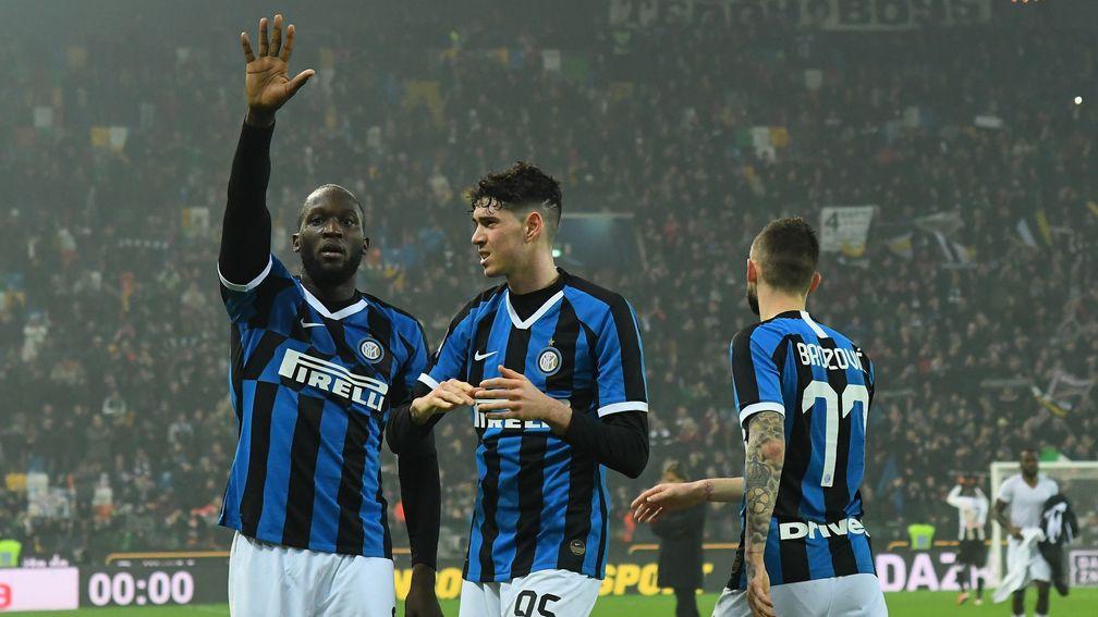 Romelu Lukaku celebrates with Inter Milan
