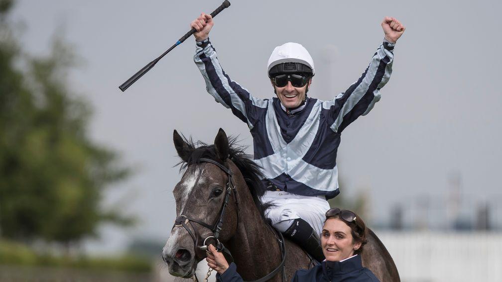 Colm O'Donoghue celebrates after his 1,000 Guineas success