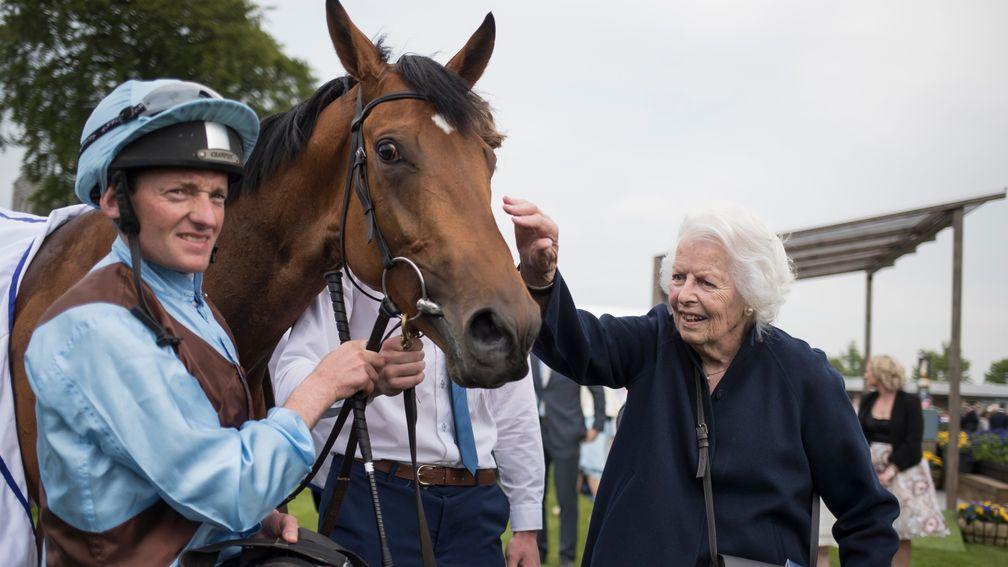 Owner Evie Stockwell with Fairyland after the filly's Listed win at the Curragh earlier this season
