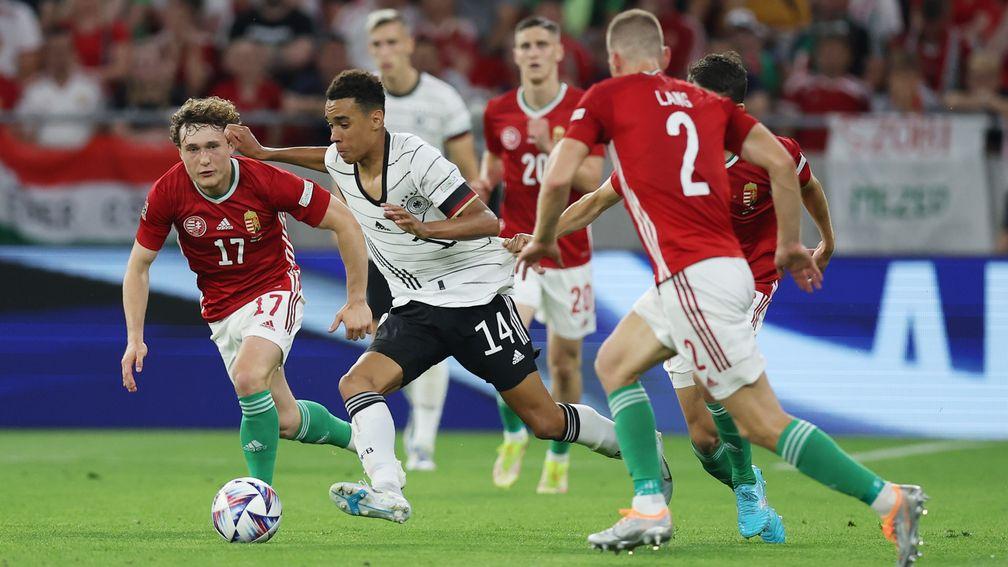 Germany youngster Jamal Musiala in action against Hungary