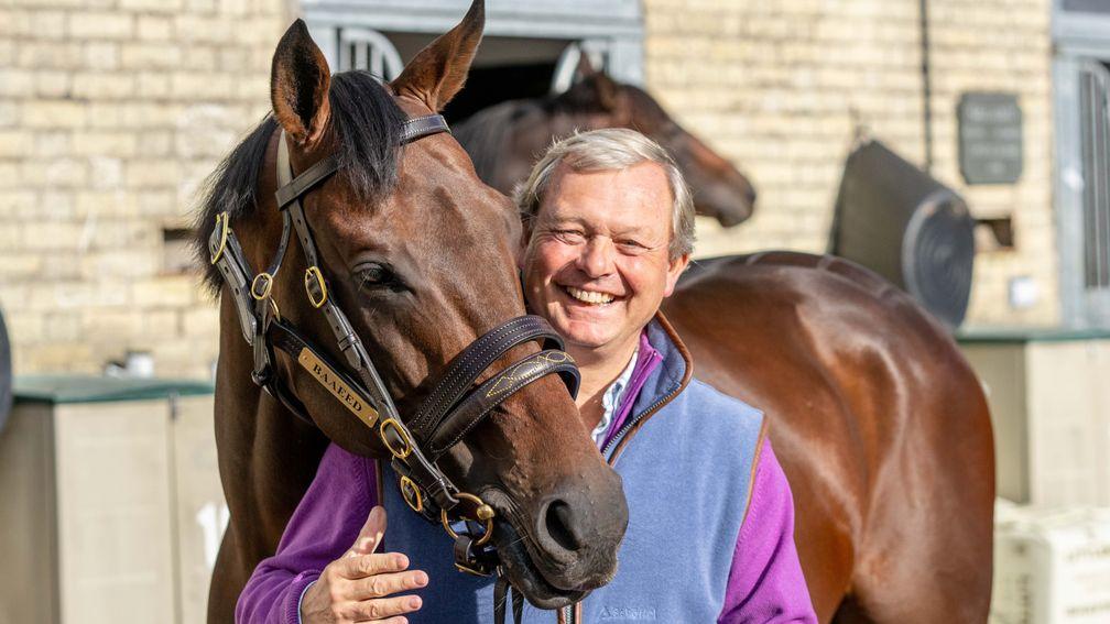 Baaeed, pictured with William Haggas, won six times at the highest level and is now in his first season at Nunnery Stud