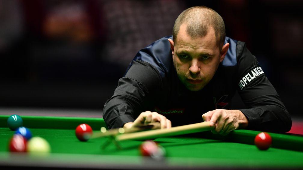 Barry Hawkins in action during his Masters semi-final against Joe Perry
