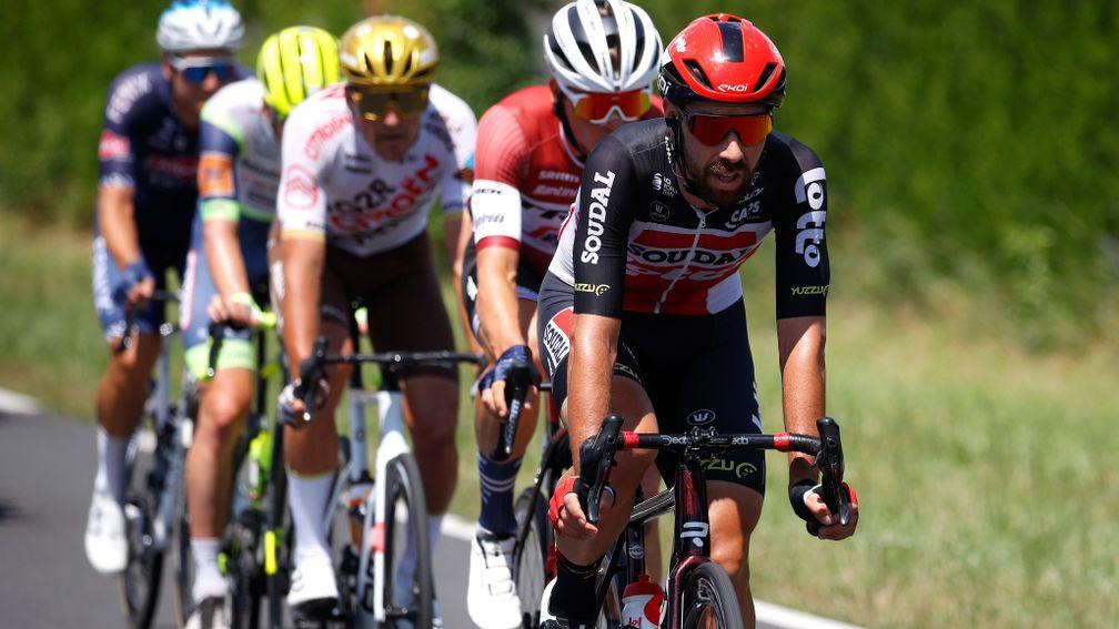 Perennial breakway rider Thomas De Gendt (front) is a likely candidate to get up the road in stage seven