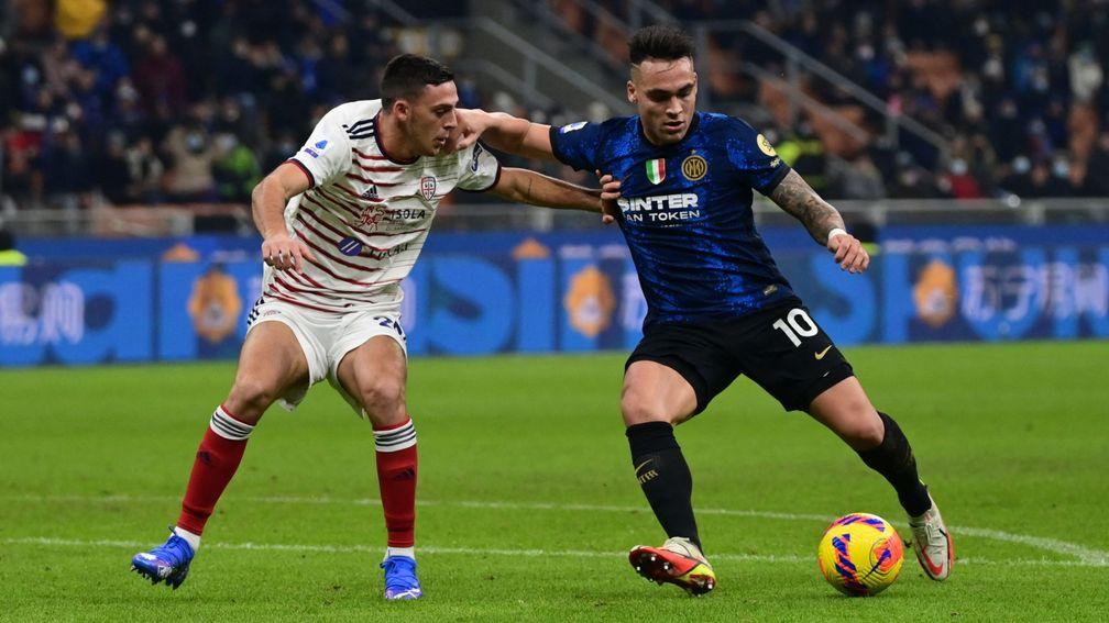Inter ace Lautaro Martinez (right) is hitting top form