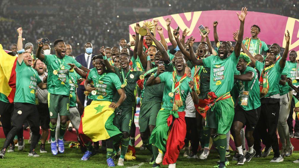 Senegal celebrate their victory at the 2021 Africa Cup of Nations