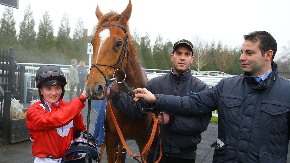 Hollie Doyle and Marco Botti with Felix after winning at Lingfield last-time-out
