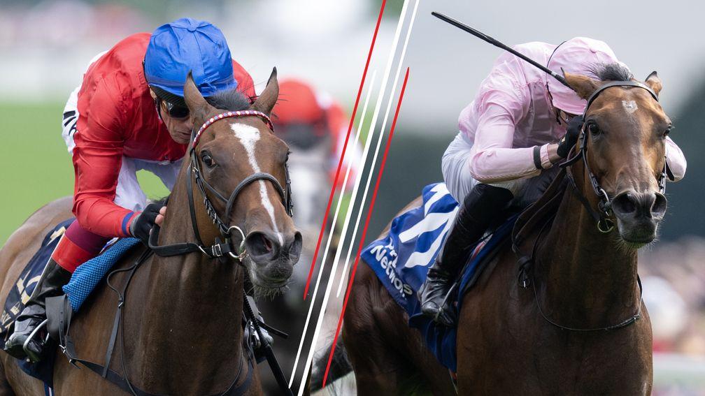 Inspiral (left) and Warm Heart clash in the Breeders' Cup Filly & Mare Turf