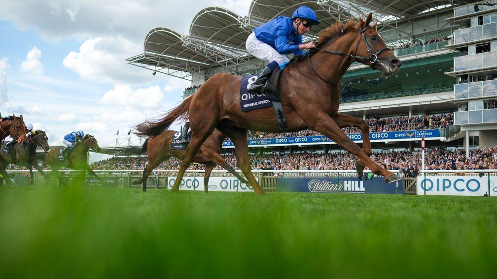 A crowd of 15,752 watched Notable Speech win Saturday's 2,000 Guineas Stakes at Newmarket