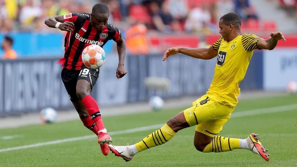 Bayer Leverkusen's Moussa Diaby (left) is a real handful