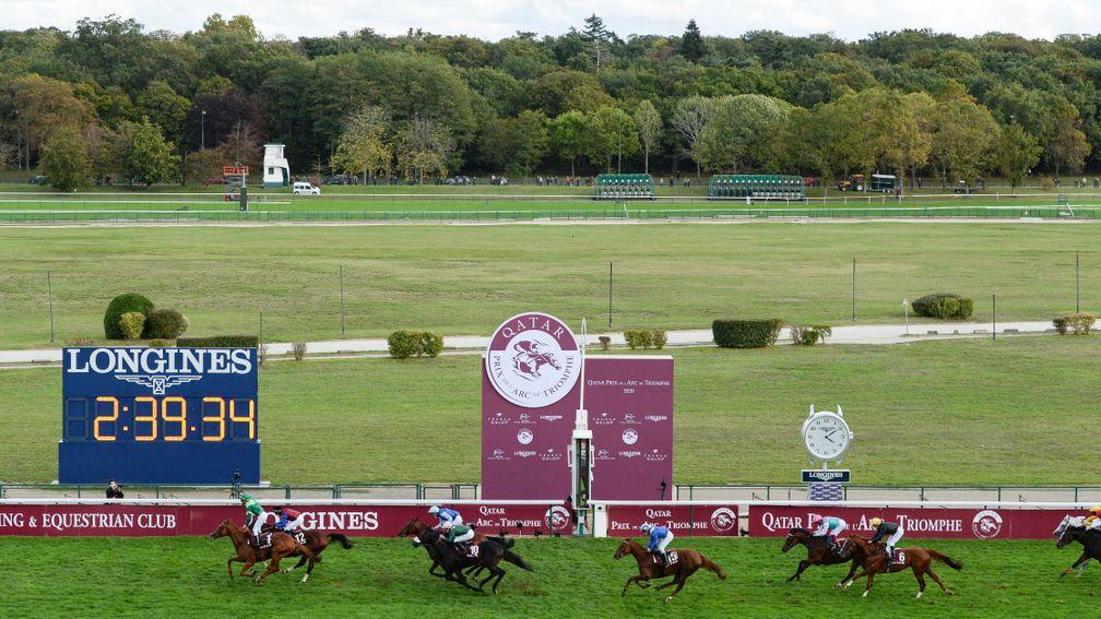 The finish to the 2020 Arc: Sottsass beats In Swoop with Enable only sixth