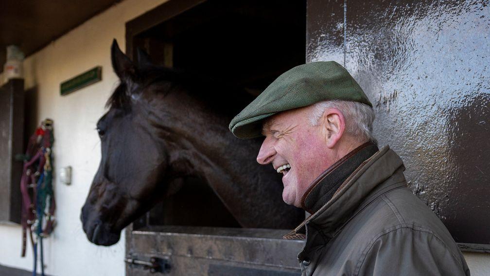 Willie Mullins relaxed outside Galopin Des Champs' stable