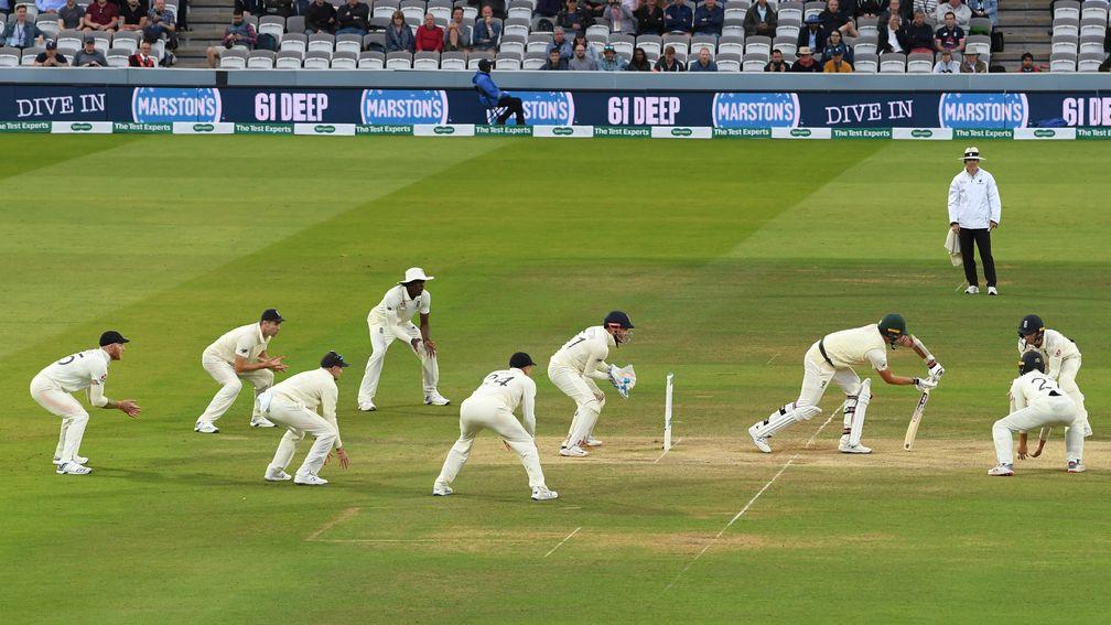 England's fielders put Pat Cummins under pressure during the tense draw at Lord's