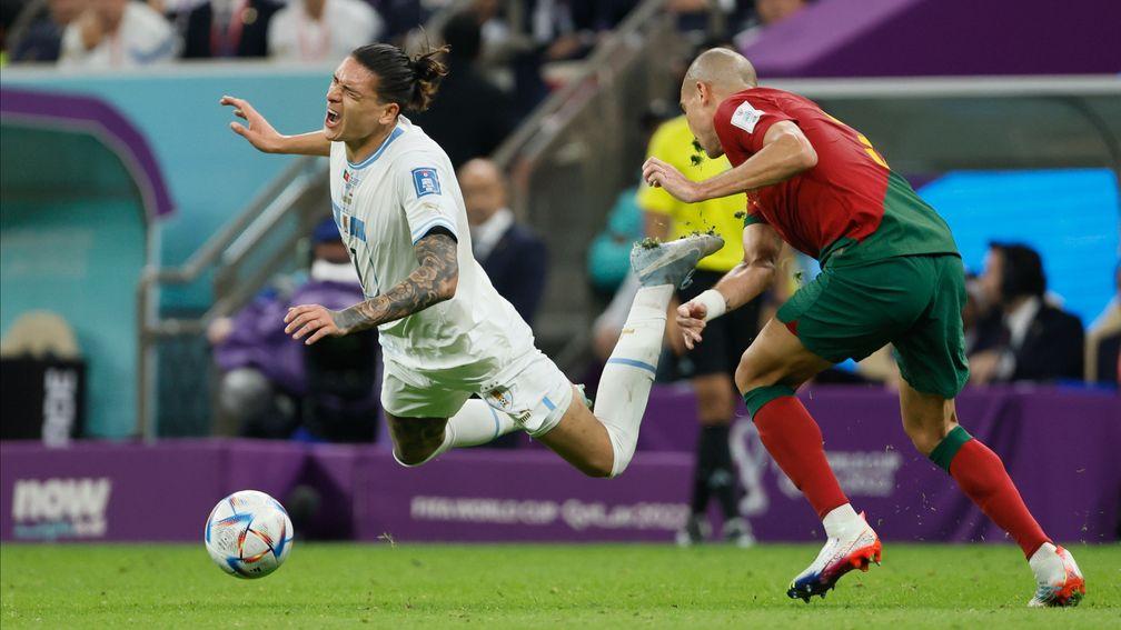 Uruguay's Darwin Nunez had a frustrating game against Portugal