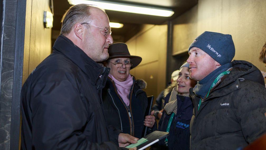 Philipp Stauffenberg (left) after signing for the €190,000 Wootton Bassett filly