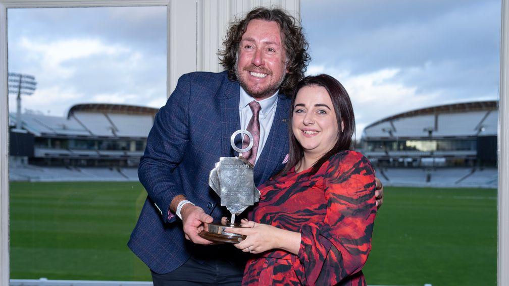 Stacey Carnell of Ladbrokes was crowned Betting Shop Manager of the Year at Lords on Monday and received her prize from cricketer Ryan Sidebottom
