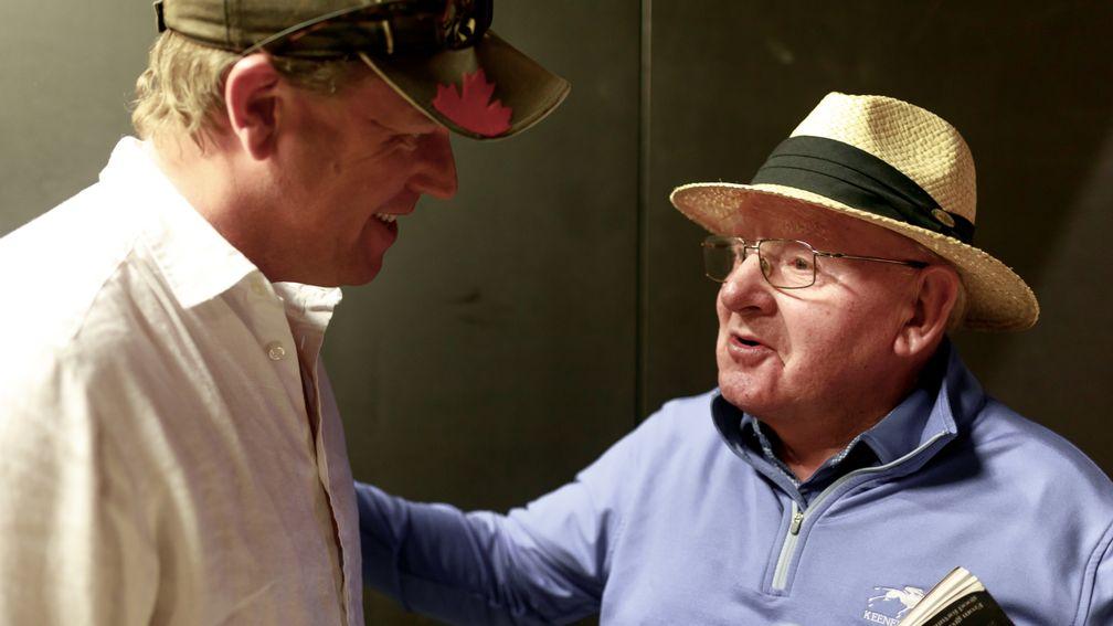 Richard Brown speaks to Mocklershill's Willie Brown after purchasing lot 138 at the Arqana Breezee-Up Sale